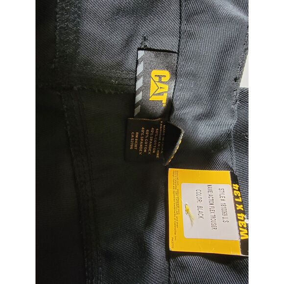 NWT CAT Action Flex Double Knee Men's Black Trouser Work Pants - 34 x 34 - Picture 7 of 9